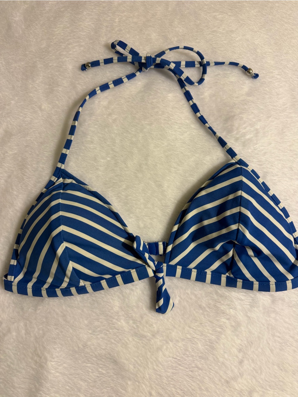Polo by Ralph Lauren Blue and White Striped halter Bikini Top.